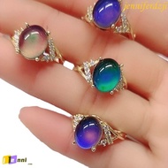 JENNIFERDZJI Retro Adjustable Mood Rings, Oval Moon Stone Changing Color Ring, Vintage Temperature C
