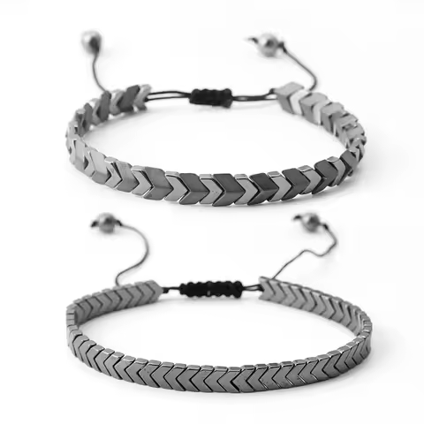 New Design Bracelet Hematite Bracelets Handmade Black Arrow Symbol Stone Beads Yoga Mala Healing Sto