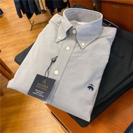 Brooks Brothers Mens Brooks Brothers Short Sleeve Shirt Oxford Striped Embroidery Non-Ironing Anti-W