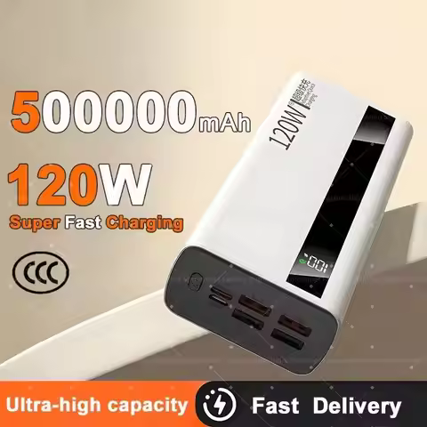 500000mAh High Capacity PowerBank 120W Super Fast Charging Portable External Battery Powerbank For i