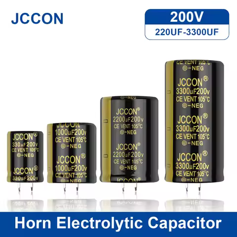 2Pcs JCCON 200V Audio Electrolytic Capacitor 220UF-3300UF High Frequency Low ESR For HiFi Amplifier