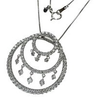 Pre-owned women's 1.50ct diamond necklace in 18K white gold/Pt850 platinum, 9.3g, 51cm.