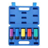 Wheel Protector Impact Socket Kit 1/2 Inch Drive Lug Nut Socket Set Color-Coded Protective Sleeve(15