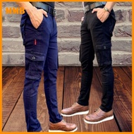 MMB_ Seluar Kargo Slack six Poket/ Unisex Tactical Elasticated Waist Slim-Fit Cargo pants 6 Pockets 