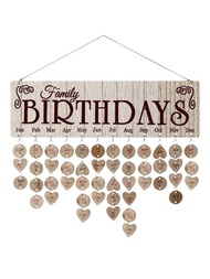 1件套木頭生日日曆家庭掛飾生日日曆板,木頭生日跟踪器牌匾標誌