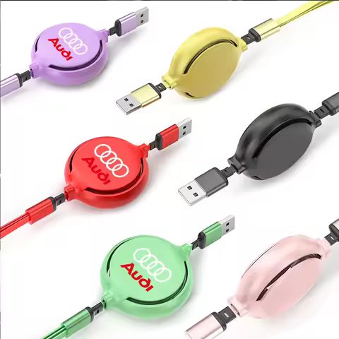 Car 3 in 1 Fast-charging IPhone Phone USB Charger Cable For Audi Sline A3 8P 8L 8V A4 B8 B6 B7 B9 A6