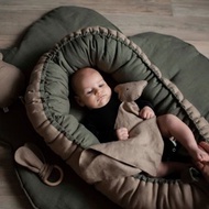 Dark Green Linen (flax) baby nest for a girl or boy - baby sleeping bed -