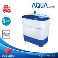 Mesin cuci 2 tabung sanyo aqua 755xt Cuci dan Pengering Low Watt 7 KG
