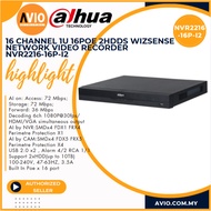 Dahua 16ch 16 Channel 4MP / 4K 8MP Lite IP Network CCTV NVR Recorder 2 HDD Bay 16 POE NVR2216-16P-I2