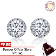 BAMOER จัดส่งฟรีแท้100% 925เงินสเตอร์ลิงพราว CZ ขนาดเล็กต่างหูเม็ดกลมกันยายนสำหรับเครื่องประดับหมั้น