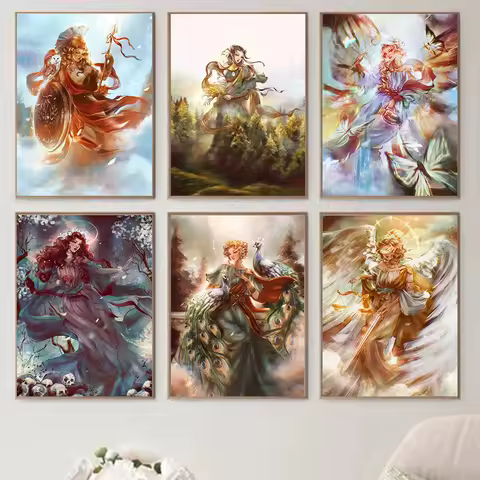 Abstract Artwork Canvas Painting Hestia Hera Athena Demeter Greek Oil Art Prints Greek Goddess Poste