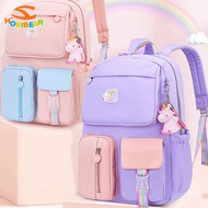 TOP☆HOBIBEAR new children's schoolbag junior high school students' backpack Candy Color Sweet Girl School Bag Suitable for 6-12-15 years old