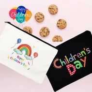 Happy Children's Day Canvas Pouch Student Pencil Bag Children Snack Sundries Storage Bag Gift for Children