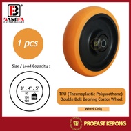 BANGFA Castor Roller 1pc 'WHEEL ONLY' 3''/4''/5'' TPU Double Ball Bearing Castor Wheel