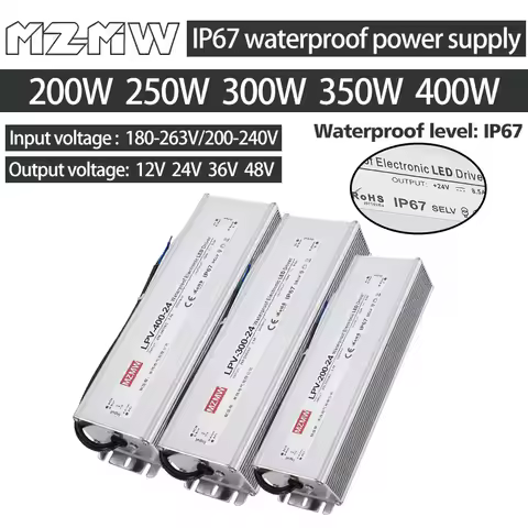 200W 250W 300W 350W 400W LPV IP67 Waterproof Switching Power Supply AC To DC 12V 24V 36V 48V Industr