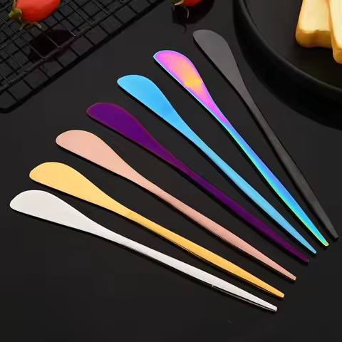 Colorful 10Pcs Butter Knife Cheese Cutter Stainless Steel Cheese Dessert Knife Cream Wipe Cream Brea