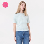 EP เสื้อทีเชิ้ตผ้าทวีตลายทางสีน้ำเงิน ผู้หญิง สีฟ้าอ่อน | Blue Stripe Tweed T-Shirt | 05059
