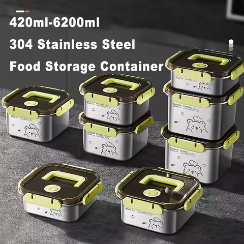 COOKER KING 420ml-6200ml Large Capacity Stainless Steel Food Storage Container, Fridge/Oven Safe, Lu