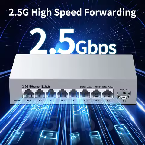 LIANGUO 2.5Gb 8 Port Network Switch 2.5Gbps Unmanaged Ethernet Switch with 10Gb SFP+ Slot Home Lab S