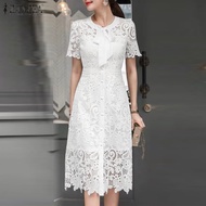 ชุดเดรสลูกไม้ลูกไม้สั้นเดรสผ้าต่อแฟชั่นสตรีทสไตล์เกาหลี Fancystyle ZANZEA #0519