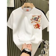 t shirt men t shirt lelaki t shirt oversize t shirt ootd Baju t-shirt lengan pendek lelaki musim panas bercetak baju badan berat kapas baharu trend longgar gaya Cina