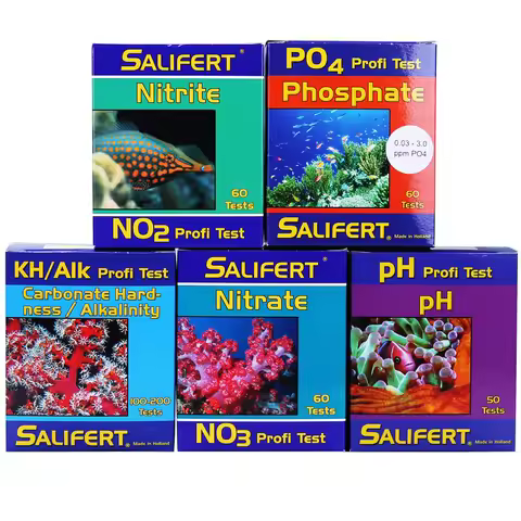 Salifert Seawater Tester Coral Cylinder Water Quality Test CA MG KH NO3 PO4 NO2 PH K SR B English Ma
