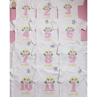 MAD POTATO 1 to 12 Months Floral Crown Wreath Crown Monthly Mileston Baby Onesies Baby Girl Onesies