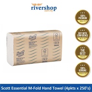 (4pkts x 250s) SCOTT® 38002 Essential Multi-Fold Paper Hand Towel Tissue, 1ply white,  250 s/ pack