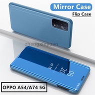 Mirror Flip Case For Oppo A54 5G A74 5G Cover For Oppo A745G Leather