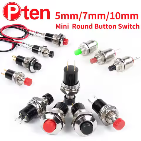 5PCS Mini Round 5mm/7mm/10mm Self-Lock /Momentary Push button Switches FBS-110 1NO1NC Black Red Gree