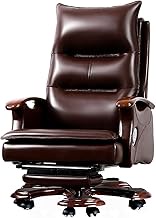 HDZWW Luxury Boss Chair High Backrest Leather Managerial Executive Chairs with Footrest, 145°Reclining Ergonomic Office Chairs, Sedentary Comfort (Color : Brown)