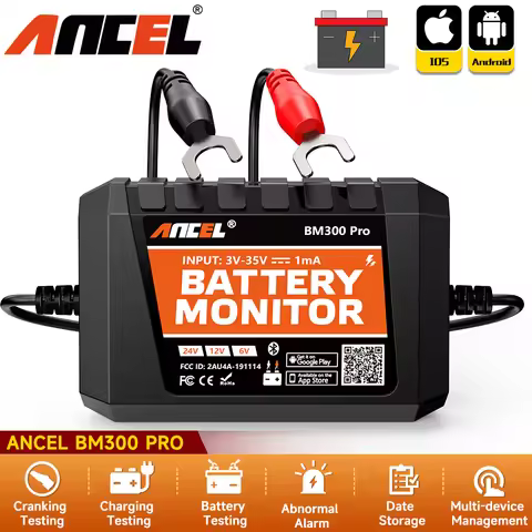 ANCEL BM300 Pro 6V 12V 24V Battery Tester Bluetooth 5.3 Battery Monitor with Charging Cranking Syste