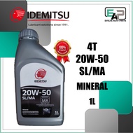 IDEMITSU MOTORCYCLE ENGINE OIL 4T SL/MA 20W-50 MINERAL 1 LITRE