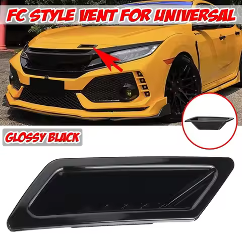 Glossy Black Universal Car Front Bumper Hood Vent Air Out Decoration for Honda Civic -A4 B8 Golf BMW