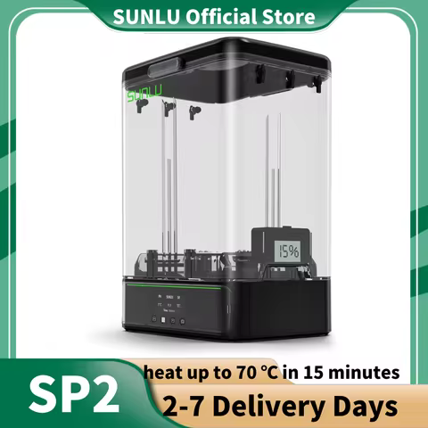 SUNLU SP2 Filament Dry Box,70°C in 15mins, 3Dprinting Fits 2x1kg/1x3kg spools,1.75-2.85mm. Smart tem
