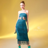 CALLING_COSTUME สวยสะบัดกับเดรสเส้นสปาเก็ตตี้ สะบัดได้ไม่มีเบื่อไม่มีพัน Set 2 piece(CL587)