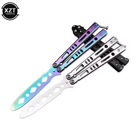NEW Portable Folding Butterfly Knife CSGO Balisong Trainer Stainless Steel Pocket Practice Knife Tra