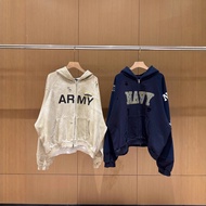 CAZA GR Heavy Distressed Fake Two-Piece Stitching Destruction Dirty Hooded Sweatshirt Cardigan Jacke