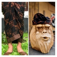 Pakaian Adat Bali Pria Set Saput &amp; Udeng Batik Klasik Premium Terbaru