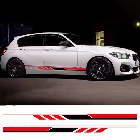 2PCS Car Side Skirt Stickers Door Vinyl Film Decals Auto Decor Accessories For BMW 1 Series E82 E87 