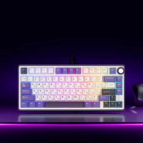 RK Royal Kludge R75 Gasket Wired Mechanical Keyboard 80 Keys RGB Backlit Hot-swappable Spanish Gamer