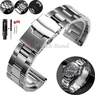Universal Watchband for Rolex Diving Metal Belt Bracelet for Omega 20mm 22mm 24mm 26mm 28mm Solid St