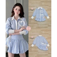 2-0138 Athena Brand Set Long-Sleeved Shirt With Collar + Balloon Skirt With Lining And Pants [2PM]