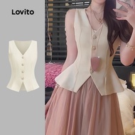 (New) Lovito Elegant Tie Back Spring/summer Top for Women L143ED565 (New) Lovito Atasan Wanita Musim