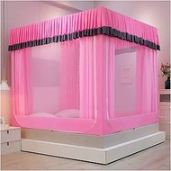 Bed Canopy Modern Home Decorative Bed Canopy, 360 ° Protective Mosquito Net, Four Seasons Double Layer Bed Curtain, Dust-proof And Light-proof, For Single Double Bed (Color : Pink, Size : 200x220x17