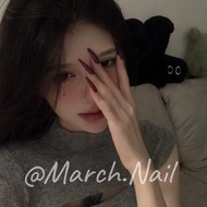 press on nails nails 2026 Wearing Nails Summer Cherries Red Wine Red Fake Nails High-End Nail Patch 