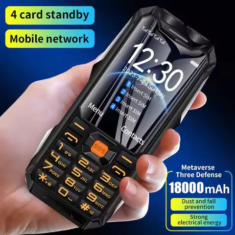 YEEMI Q9 GSM 2G Mobile Phone 4 SIM Cards Rugged Bar Cellphone 3.5Inch HD Display Big Battery Loud Vo