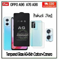 LAYAR 3IN1 TEMPERED GLASS MATTE OPPO A96 A76 A36 A95 4G A95 5G A74 4G TG ANTI GLARE SCREEN FULL COVE
