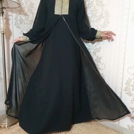 abaya gamis jubah dress wanita hitam turkey muslim - s