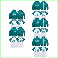 YG 2PCS/set Squid Game 2 number 388 246 230 333 120 kids stand up collar zipper jacket trousers